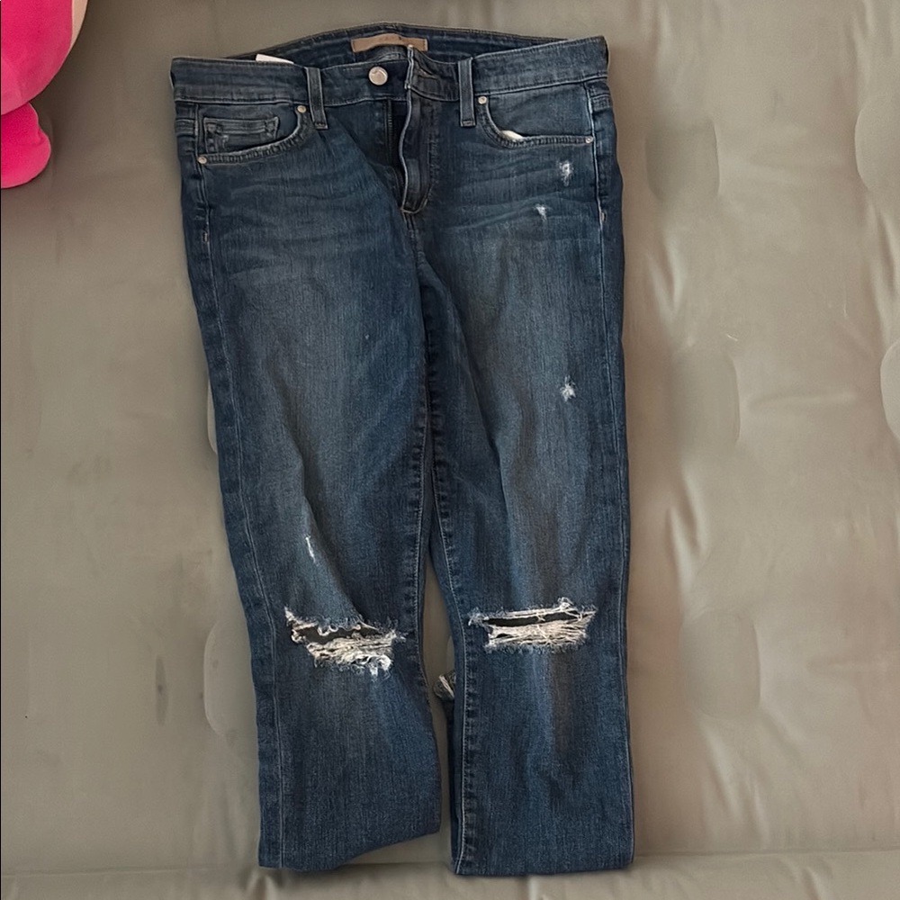 Joe's Jeans Dark Blue Distressed Ankle Jeans